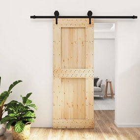 Porta Scorrevole Con Set Hardware 80x210 Cm Legno Massello Pino /