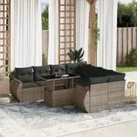 Set Divano da Giardino 9 pz con Cuscini Grigio in Polyrattan 3268430