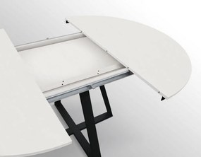 Tavolo rotondo PANTELLERIA in legno effetto bianco frassinato con base a X in metallo antracite, allungabile ⌀120 cm &#8211; ⌀170 cm
