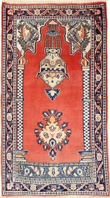 Sarouk Tappeto 70x130 Rosso (Iran) Annodato A Mano