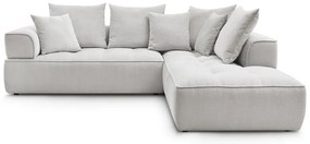 Divano angolare grigio chiaro (penisola a destra/a L) con rivestimento in ciniglia Whesley – Bobochic Paris