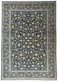 Kashan Tappeto 410x290 Blu (Iran) Annodato A Mano