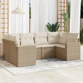 Set divano da giardino 6 pz con cuscini beige in polyrattan