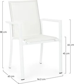 Sedia Da Esterno Bianca In Alluminio E Textilene Con Braccioli Konnor Bizzotto