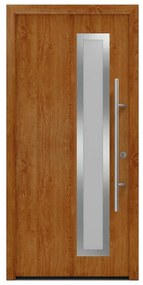 Portoncino d'ingresso HORMANN Iso Pro Secur 730s con vetro L 90 x H 210 cm in acciaio rovere dorato, apertura tirare a sinistra