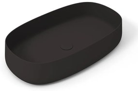 Lavabo da appoggio OLYMPIA CERAMICA ovale piletta non inclusa in ceramica L 70 x H 15 x P 40 cm nero piletta non inclusa