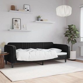 Letto Da Giorno Nero 90x200 Cm İn Velluto /