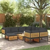 Set Divani da Giardino 10pz con Cuscini Legno Massello Acacia 3214894