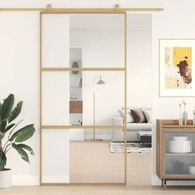 Porta Scorrevole Oro 102,5x205 Vetro Trasparente Esg Alluminio /