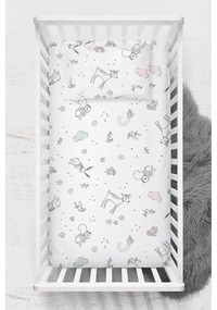 Set di lenzuolo e federa per bambini bianco in cotone renforcé per culla 100x150 cm Flowers – Mijolnir