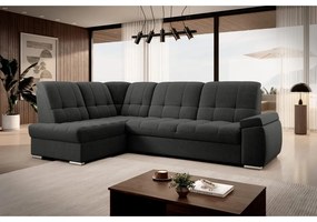 Divano angolare grigio scuro allungabile/con contenitore (con penisola a sinistra/a L) Sado – ELTAP