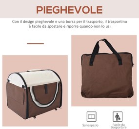 Trasportino per Cani e Gatti Pieghevole Caffè 61x46x51 cm...