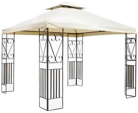 Gazebo da Giardino 3x3 Telo Poliestere 220 g/mq Ecrù, Struttura in Acciaio Verniciato, Doppio Tetto con Pannelli Laterali Decorati