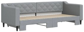 Divano letto con letto estraibile grigio chiaro 80x200 tessuto