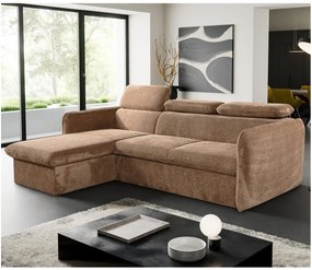 Divano angolare letto BEJA beige con contenitore, lato sinistro