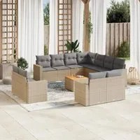 Set Divano da Giardino 12 pz con Cuscini Beige Misto Polyrattan 3256717