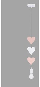 Lampada per bambini bianca e rosa con paralume in metallo Hearts - Candellux Lighting