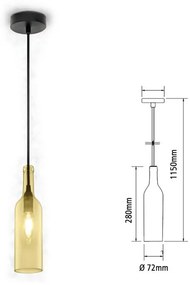 Lampadario a Sospensione Forma Bottiglia In Vetro Colore Ambra Arancione Attacco E14 Per Ristorante Sushi Bar SKU-3770