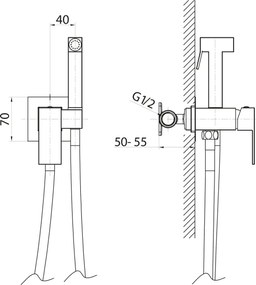 Sapho - Miscelatore per bidet con doccetta per installazione ad incasso CUBEMIX oro opaco