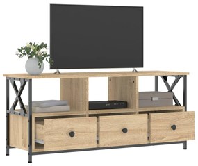 Mobile tv rovere sonoma 102x33x45 cm legno multistrato e ferro