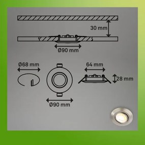 Briloner 7587032-SET 3xLED plafoniera da incasso per bagno KLIRA 1xLED/4,9W/230V IP23 cromo
