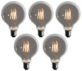 Set di 5 lampadine LED E27 dimmerabili fumé G95 5W 200 lm 1900K
