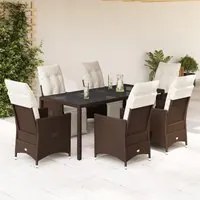 Set Bistr da Giardino 7 pz con Cuscini in Polyrattan Marrone 3276919