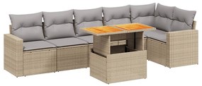 Set divani da giardino 7 pz con cuscini beige in polyrattan