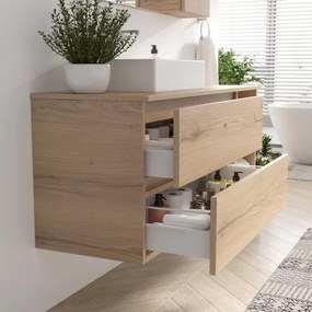 Mobile bagno 135 cm con vano a giorno a destra e doppio cassetto SP-135VD - KAMALU