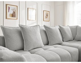 Divano angolare grigio chiaro allungabile e con contenitore (penisola a destra/a L) con rivestimento in ciniglia Everest – Bobochic Paris