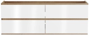 Mobile sotto lavabo sospeso 150 cm Naturale chiaro e Bianco  - SABURI