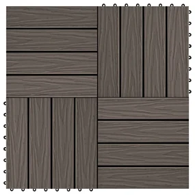 Piastrelle 11 Pz Goffrature Wpc 30x30 Cm 1 Mq Marrone Scuro /
