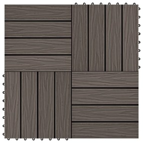 Piastrelle 11 Pz Goffrature Wpc 30x30 Cm 1 Mq Marrone Scuro /