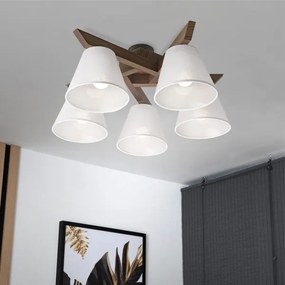 Brilagi - Lampadario LED ANTHONY 5xE14/40W/230V rovere/noce/bianco