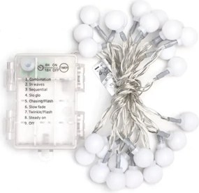 Aigostar - Catena luminosa LED per esterni, 25 LED, alimentazione 3x AA, 8 funzioni, 2,8 m, IP44, bianco freddo