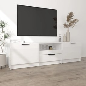 Mobile porta tv bianco lucido 140x35x40 cm in legno multistrato