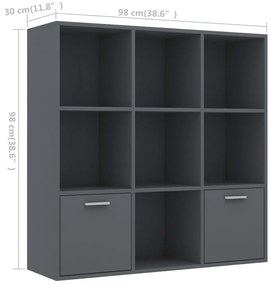 Libreria Grigia 98x30x98 cm in Legno Multistrato