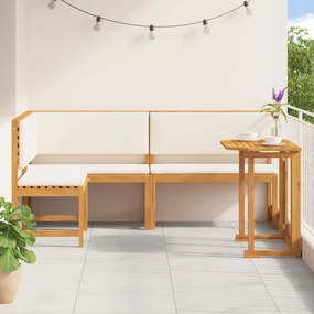 Set bistro da giardino 3 pezzi con cuscini in legno massello di acacia