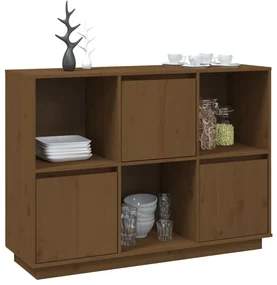 Credenza miele 110,5x35x80 cm in legno massello di pino