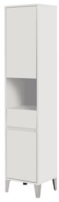 Colonna Portasciugamani a Terra 183 Cm Due Ante Con Vano a Giorno Un Cassetto Feridras "Mondo 2.0" Bianco Opaco/Bianco Laccato