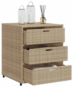 Armadietto portaoggetti da giardino beige 55x59x69cm polyrattan