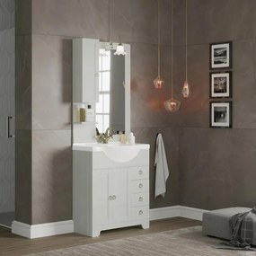 Pensile bagno Romantica decape bianco in mdf, 1 anta apertura da sinistra P 17 x L 20 x H 97 cm