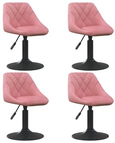 Sedie Da Pranzo Girevoli 4 Pz Rosa İn Velluto /