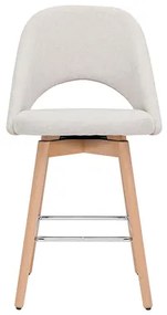 Sgabelli da bar scandinavi tessuto effetto velluto testurizzato beige e massello di hevea 65 cm (set di 2) COSETTE