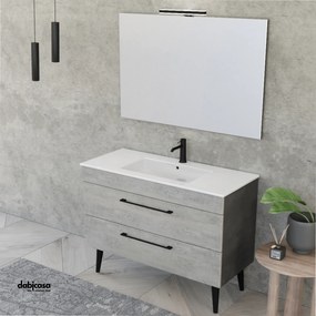 Mobile Bagno Clever Con Piedini "Unit Six" da 101 cm Cemento Wood/Cemento Grigio Lava