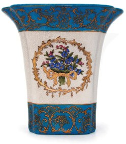 Royal Family - Vaso Azzurro con Decoro Floreale