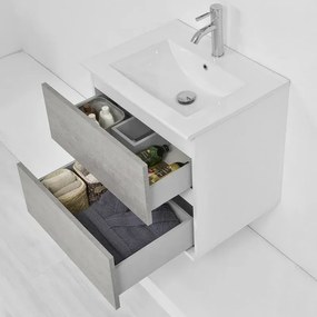 Mobile bagno sospeso 60 cm Duble grigio industrial con lavabo e specchio