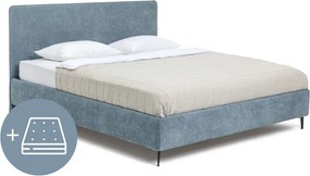 Letto matrimoniale imbottito blu con materasso incluso/con rete inclusa 160x200 cm Noira Slim – Bonami Selection