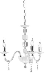 Lampadario sospeso LIVIA in vetro e cristallo D60 cm Bianco 3 luci
