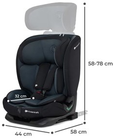 KINDERKRAFT - Seggiolino auto ONETO 3 i-Dimensioni (76-150 cm) + Isofix Graphite nero